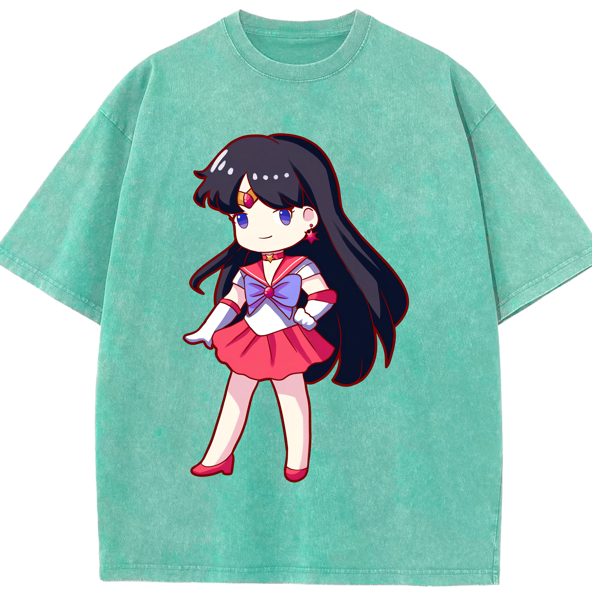 （画像用） 美少女戦士セーラームーン 火野レイ ひの レイ Sailor Moon Hino Rei （セーラーマーズ,Sailor Mars） 綿100% ヴィンテージ風 半袖Tシャツ（フロントプリント）